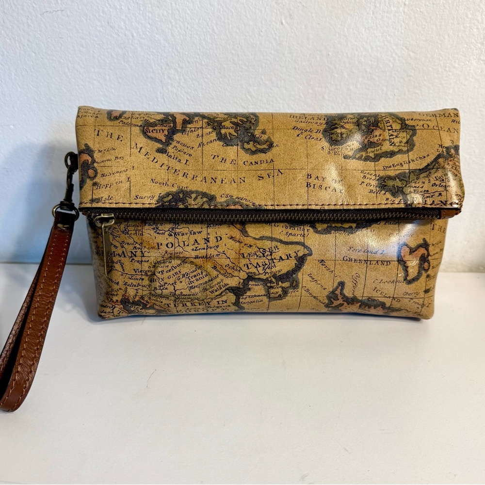 Patricia Nash European Map Print Valerie Clutch Wristlet Bag